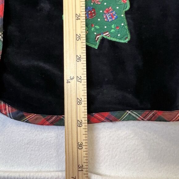 Vintage Victoria Jones Woman Christmas Vest Red Plaid Size 18 W Black Velvet - Picture 10 of 13